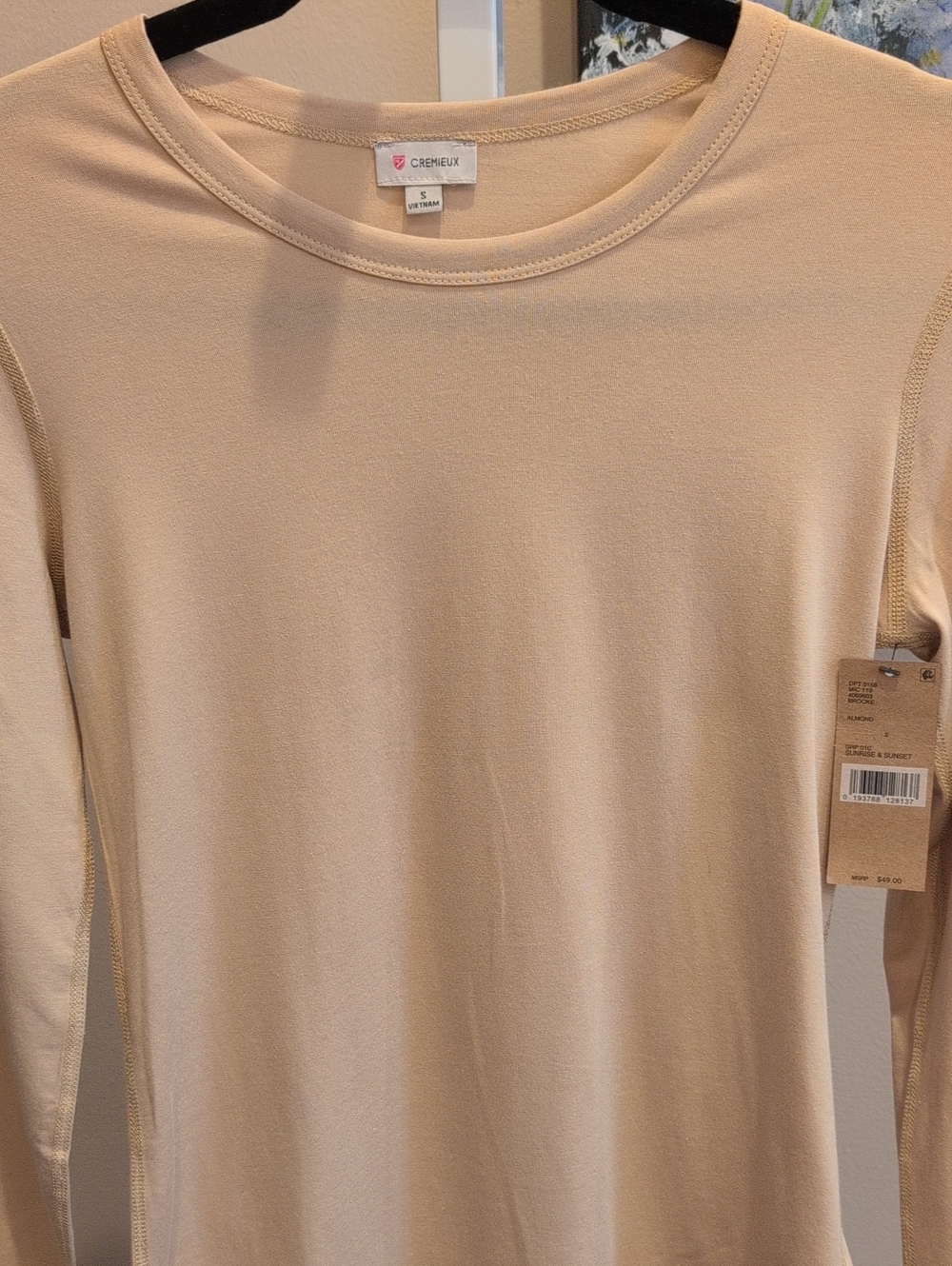 Cremieux Beige Long Sleeve Crewneck Top